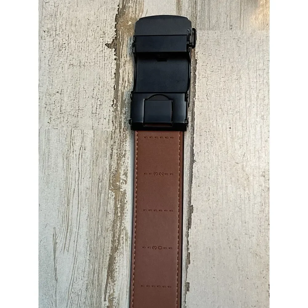 Men's Ratchet Belt Black Automatic Click Buckle Adjustable Trim to Fit Gift Box